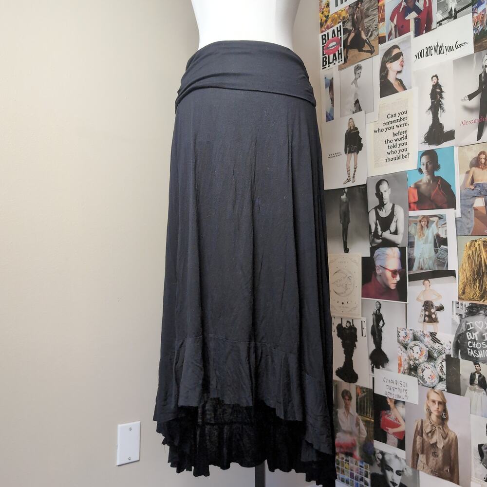 Black Ruffle Gothic Hem Maxi Skirt